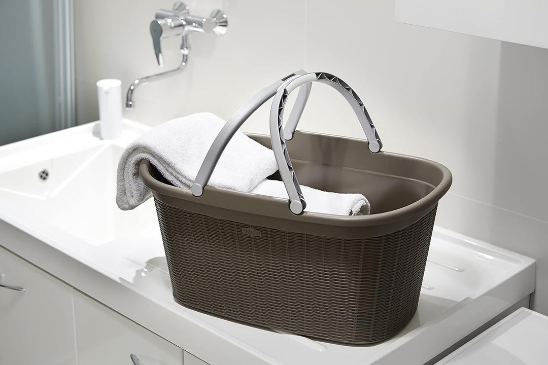 Stefanplast Elegance Wäschekorb, Kunststoff, Taupe, 38 x 58 x 28 cm Single, Single