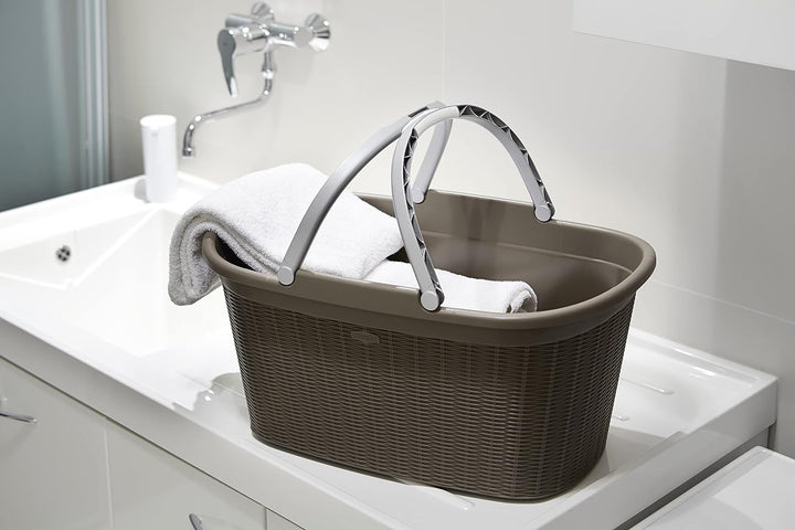 Stefanplast Elegance Wäschekorb, Kunststoff, Taupe, 38 x 58 x 28 cm Single, Single