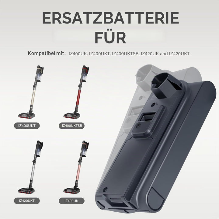 3,5 Ah 25,2 V Ersatz für Shark XBATR725SLEU Akku, Kompatibel mit IZ400UK IZ400UKT IZ400UKTSB IZ420UK