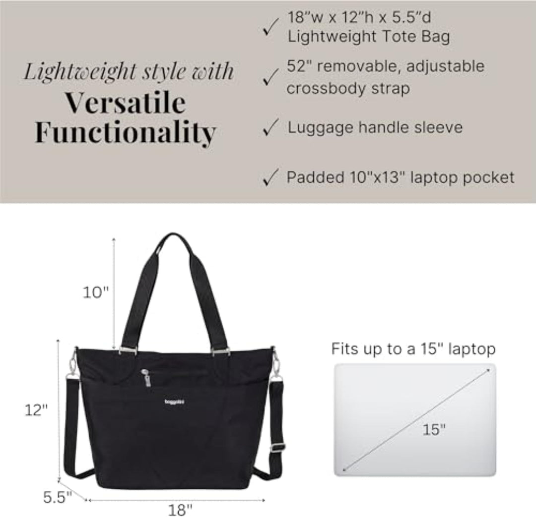 Baggallini Avenue Tote Top Handle Bag Schwarz, Schwarz
