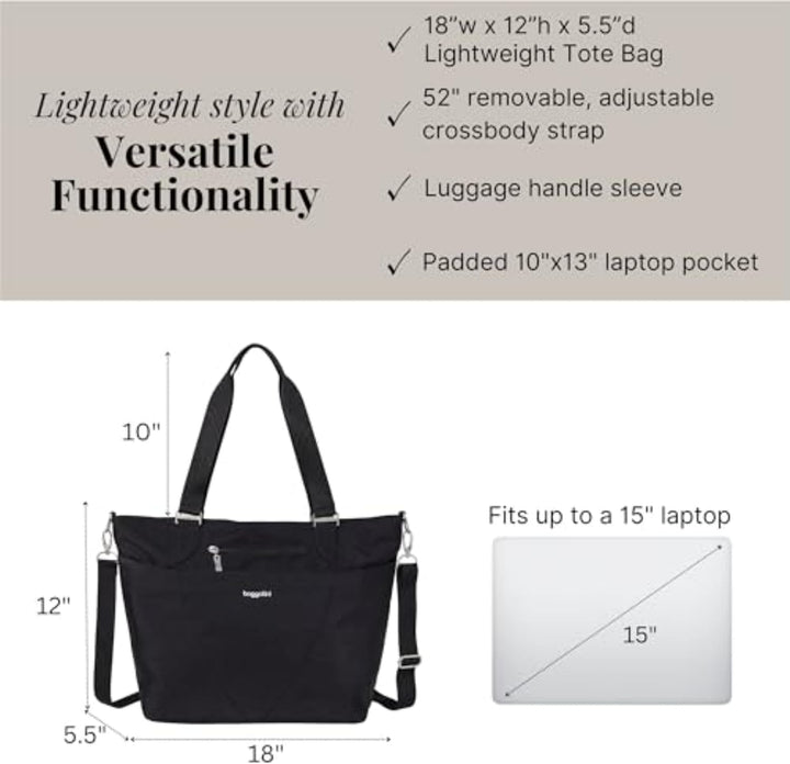 Baggallini Avenue Tote Top Handle Bag Schwarz, Schwarz