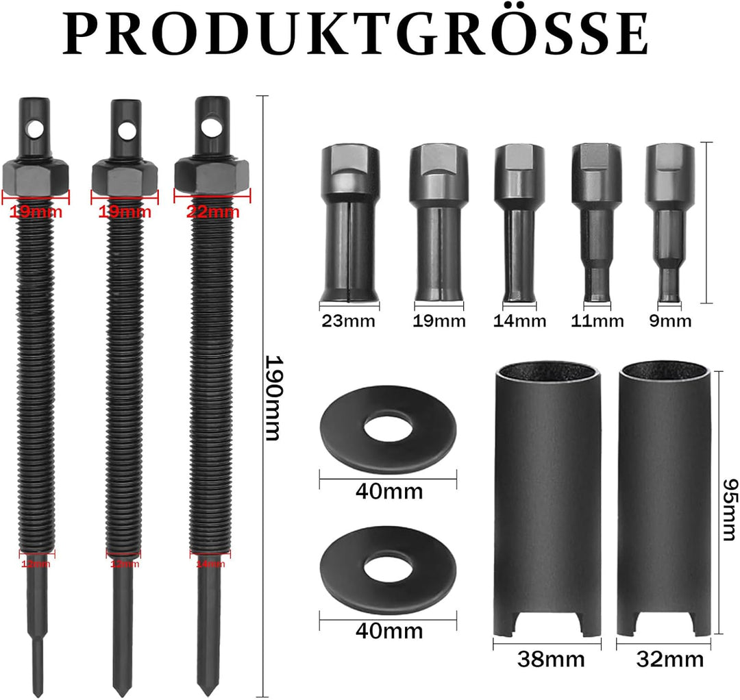 Motorrad Lagerabzieher Innenlager Werkzeug: 9-23 mm mit 5 Spannzangen + Tragbarer Koffer für Kugella