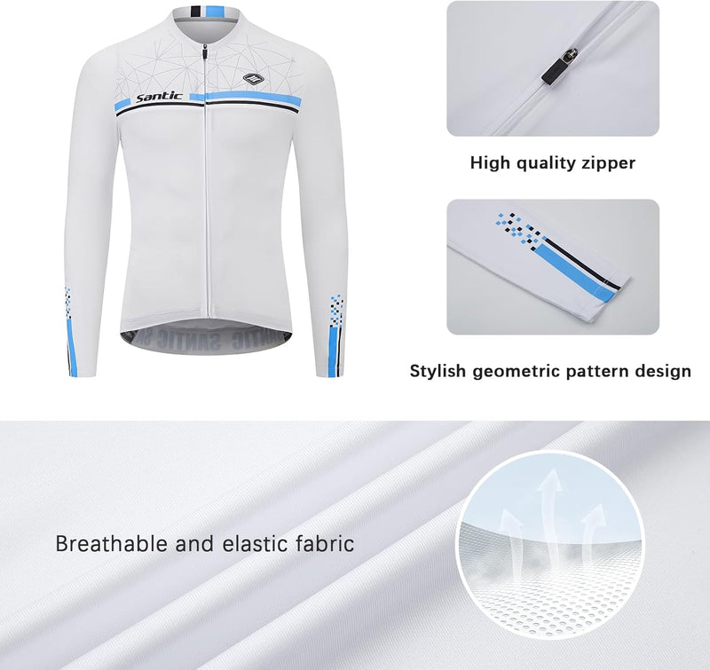 Radtrikot Herren Langarm Atmungsaktiv Universal, 3XL Wei&