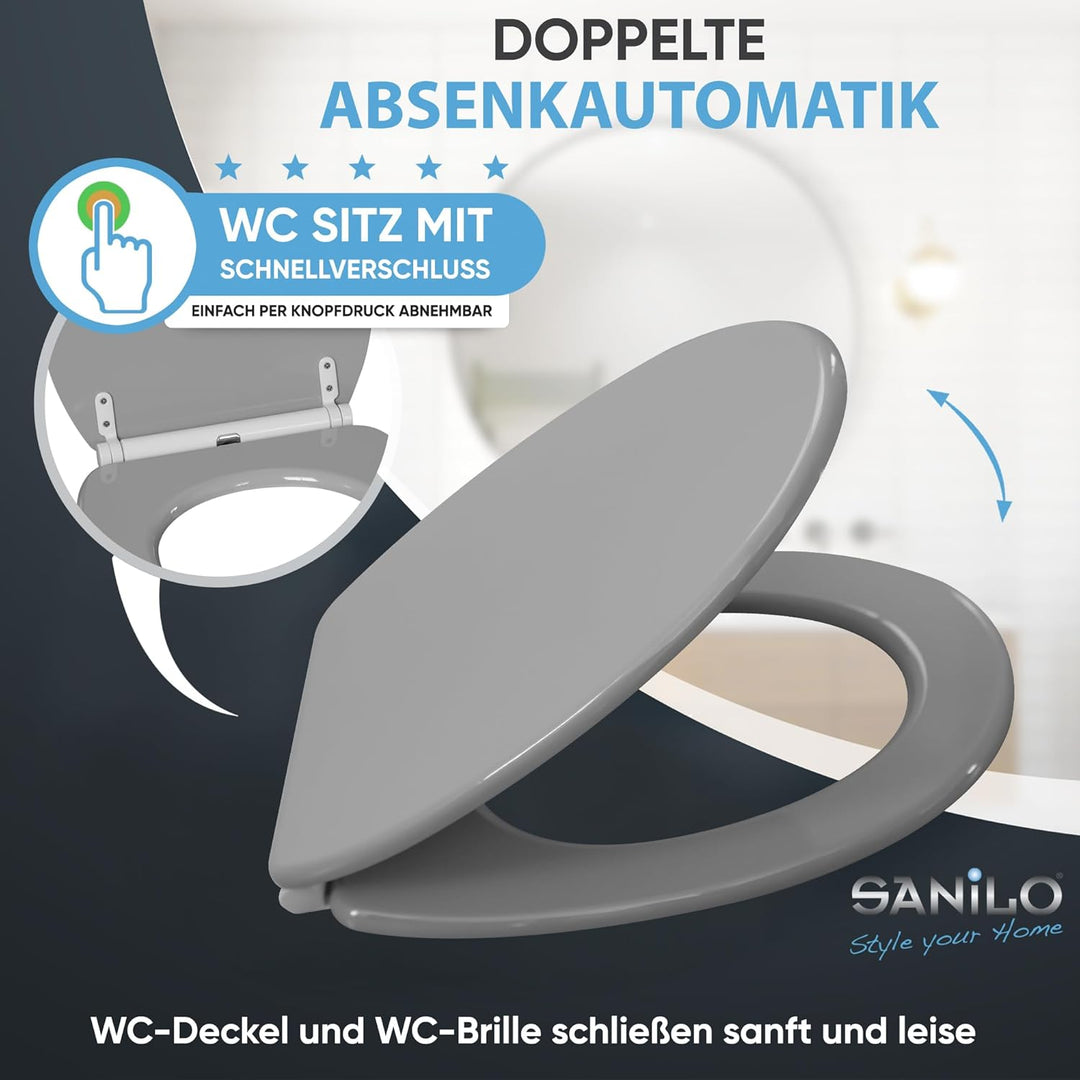 Sanilo WC-Sitz mit Absenkautomatik I Hochwertiger Toilettensitz aus Holz I Toilettendeckel in versch