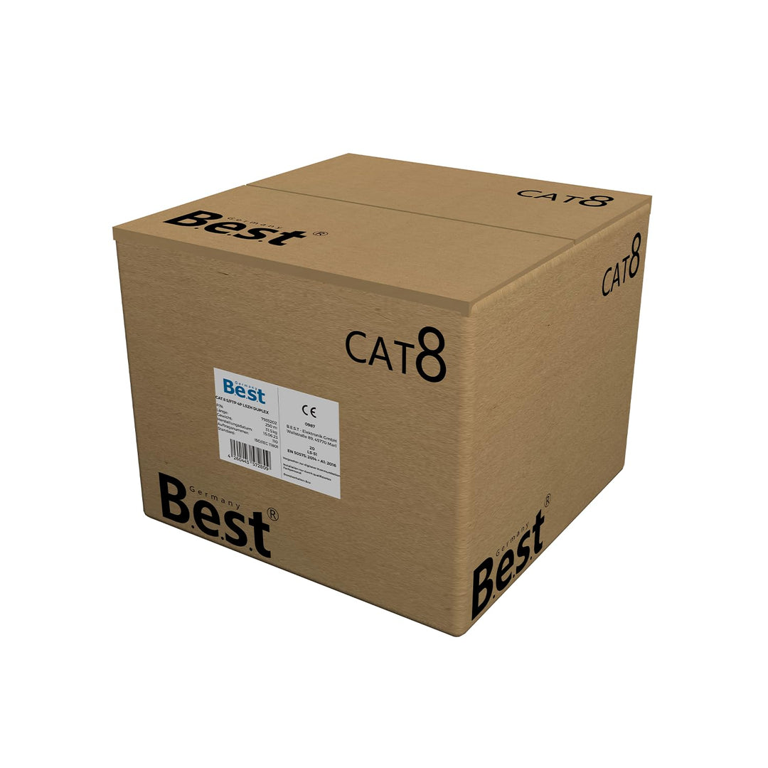 Germany B.e.s.t 250M CAT 8 Duplex Netzwerkkabel Verlegekabel Kupfer LAN Kabel Ethernetkabel S/FTP 40