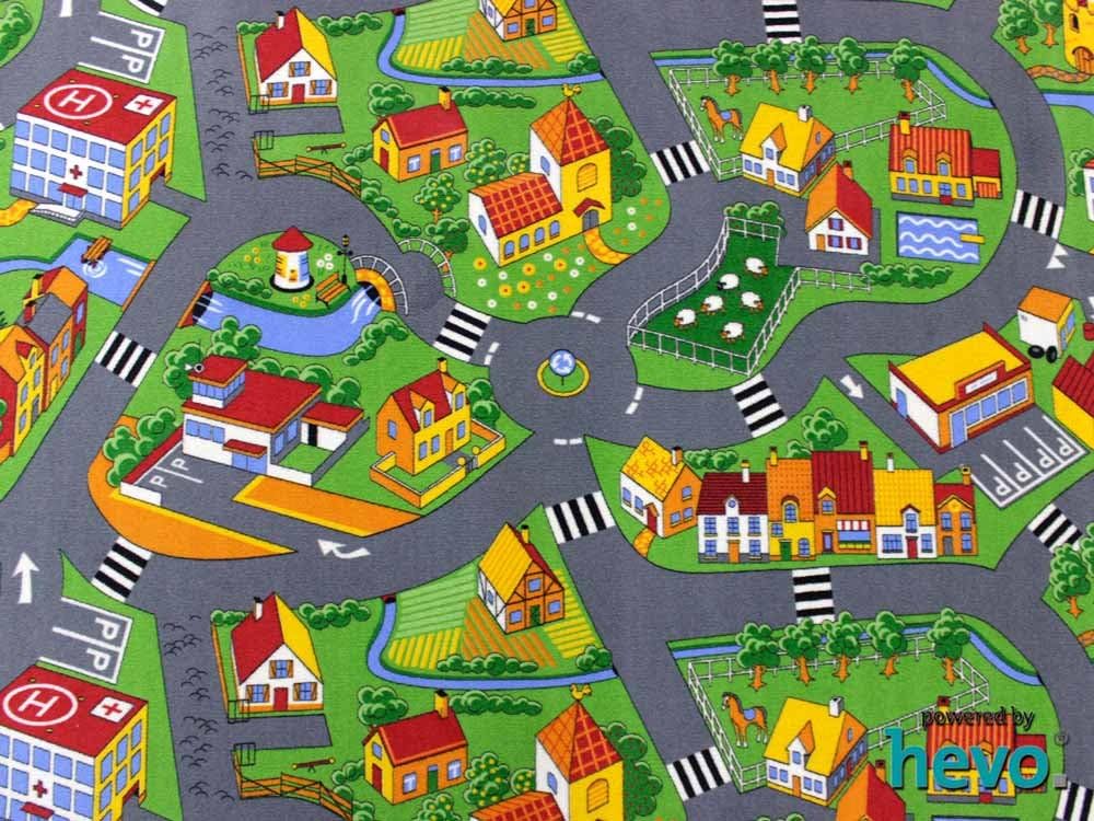 HEVO Stadt Land Fluss Teppich | Kinderteppich | Spielteppich 200x300 cm, 200x300 cm
