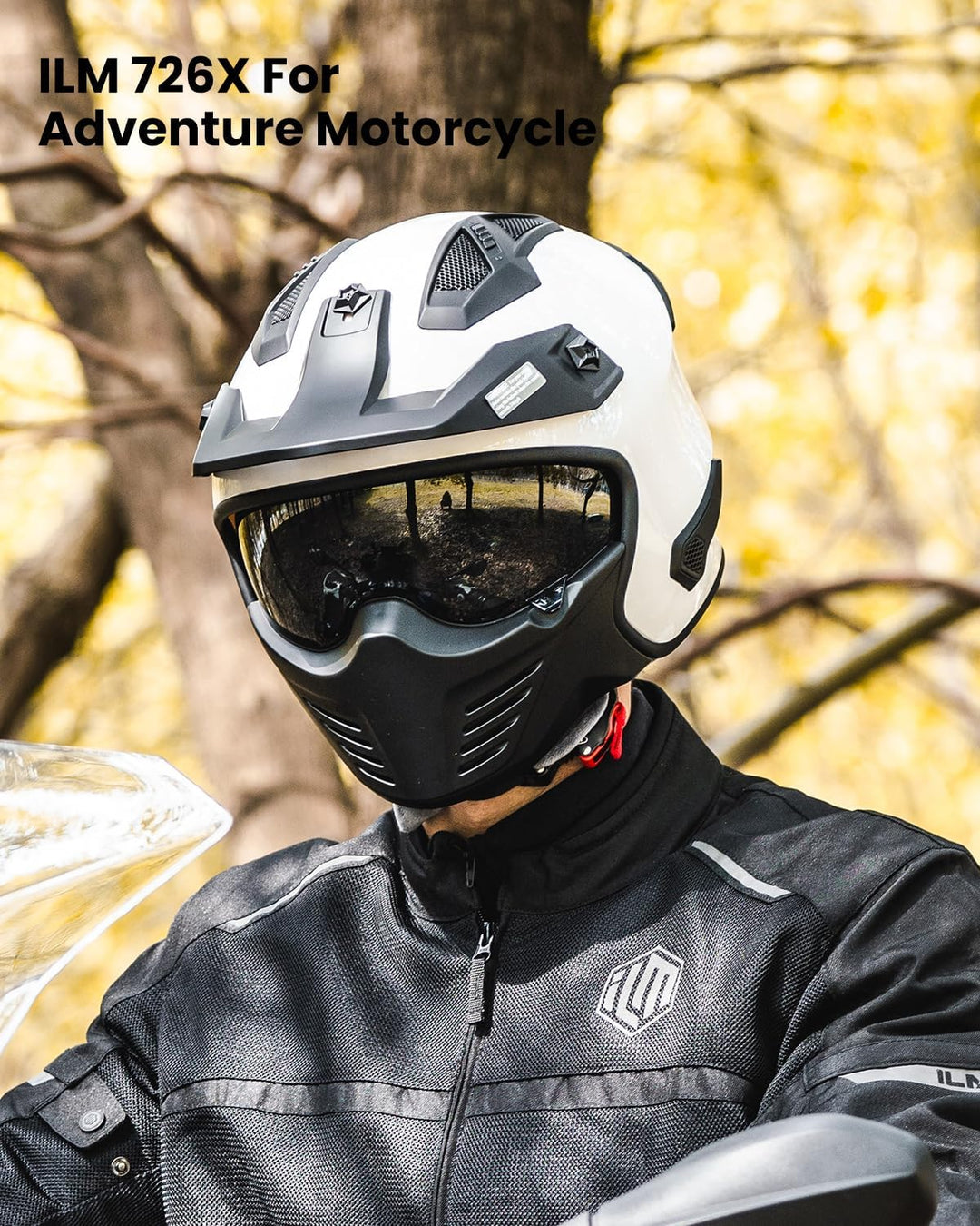 ILM Helm Motorrad Integralhelm Motocross Herren Damen Vintage Retro mit Visier ECE Model 726X L Weis