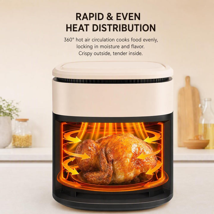 Heissluftfritteuse Glas 4,5L 3in1 mit Grillfunktion LCD-Display 1200W Borosilikatglas Sichtfenster 6