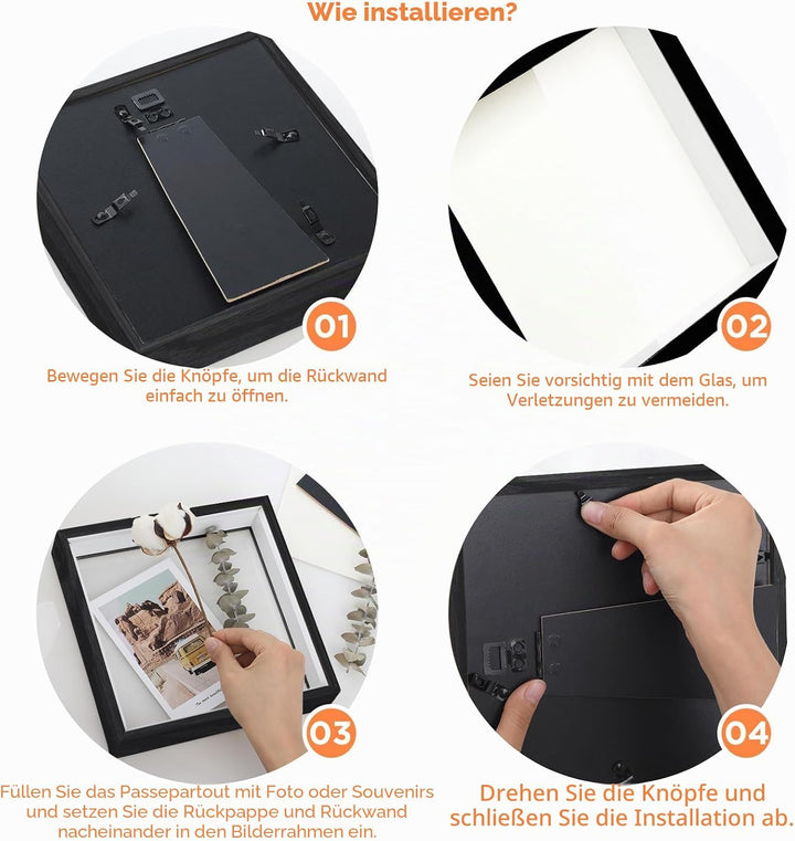Anhow 2er 3D Bilderrahmen zum Befüllen, 3D Bilderrahmen Tiefer Objektrahmen 20 x 20 cm mit Transpare