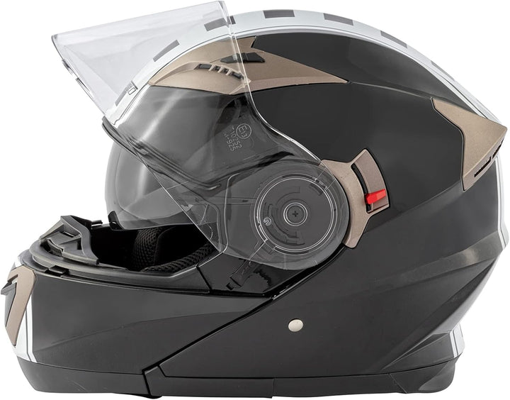 Motorradhelm Doppelvisier Klapphelm ECE 22 Genehmigt Grafik Schwarz S 55-56 cm ( S) Schwarz, 55-56 c
