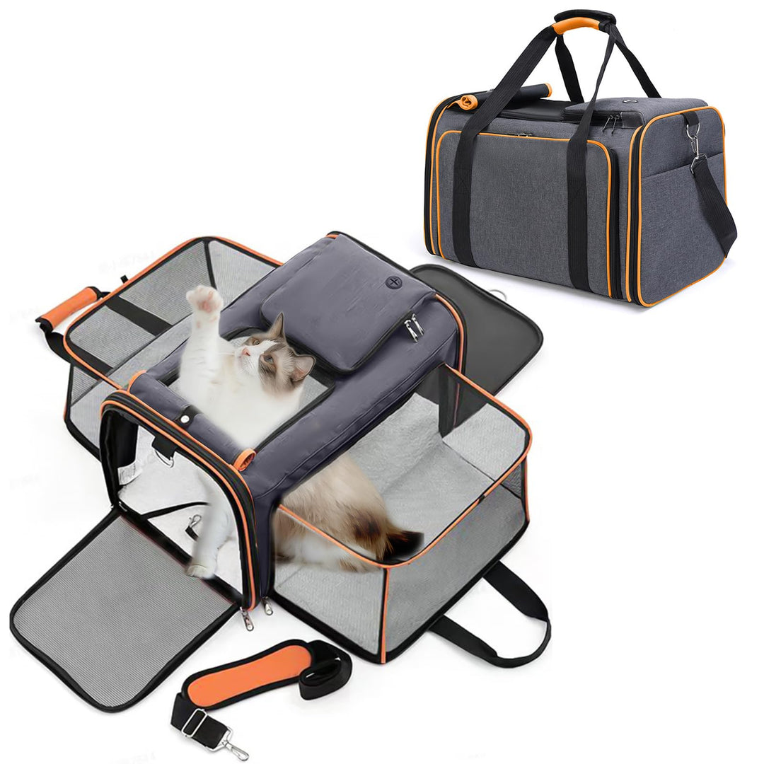 PETCUTE Faltbare Transporttasche Katze und Hund,Katzentransportbox Hundetragetasche mit Waschbare Ma