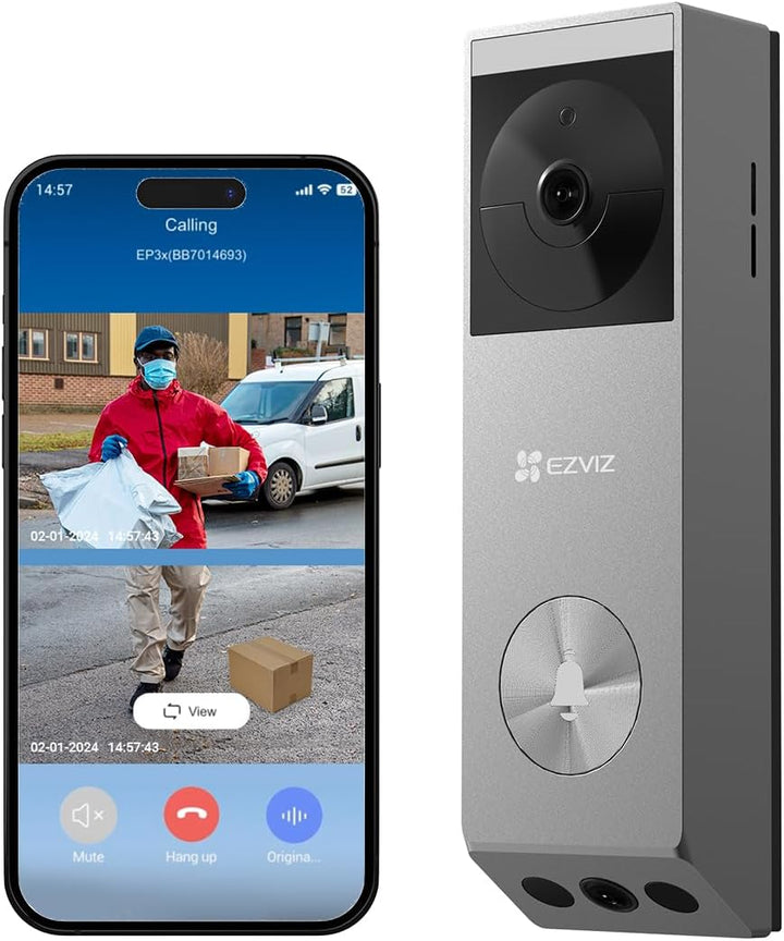 EZVIZ Video Türklingel mit 2K & 1080p Doppelkamera, Kabellose Türklingel mit Solarpanel, Personenerk