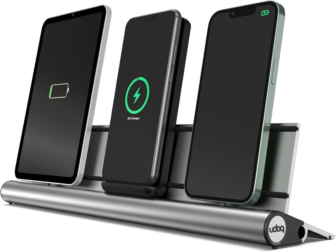 Universal Ladestation für Smartphones Tablets und AirPods, udoq 400, Aluminium, mit Power Delivery F