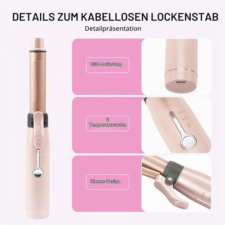 Yuehuamech Schnurloser Mini- Lockenstab 19mm Lockenstab Lockenstab Trommel Keramik Glätteisen USB Wi