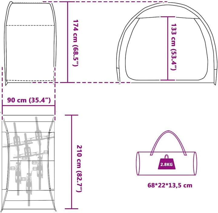 vidaXL Fahrradgarage mit Dach mit Speicher Grün 210 x 90 x 174 cm, Faltbares Zelt für Fahrräder, was