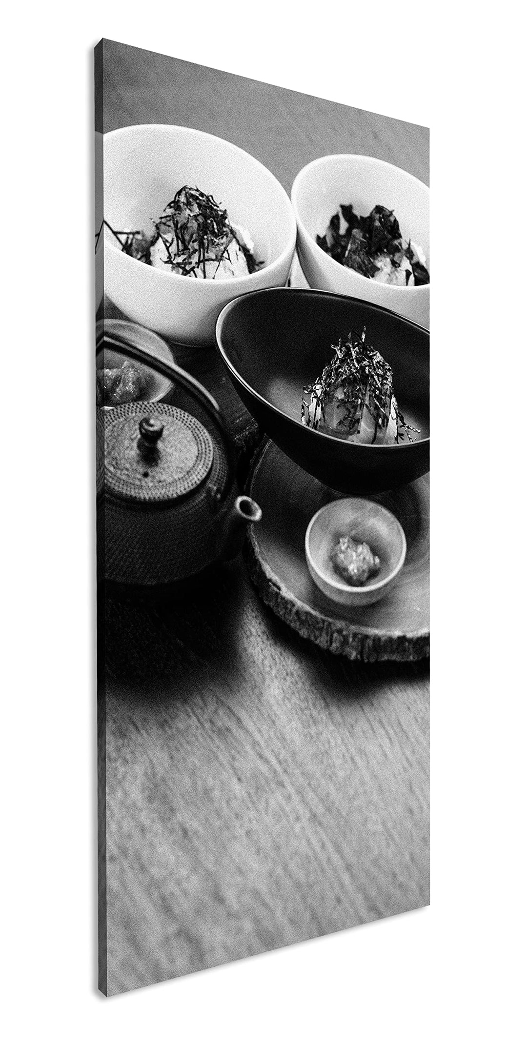 lecker angerichtetes Sushi Panorama 120x60 cm Effekt: Schwarz/Weiss als Leinwandbild, Motiv fertig g