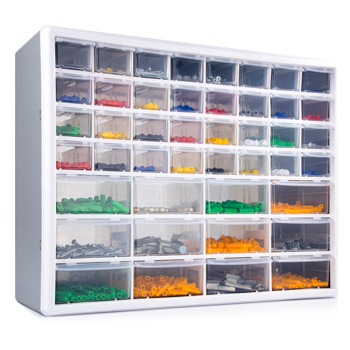 CraftGenes 44 Schubladen Schraubenaufbewahrung Organizer Grau Kleinteileschrank mit leichtgängigen S