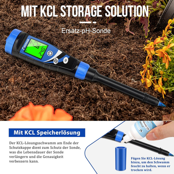 UIUZMAR Boden pH Messgerät, Elektronisches pH Meter für Pflanzen, pH Tester für Boden und Wasser, Di