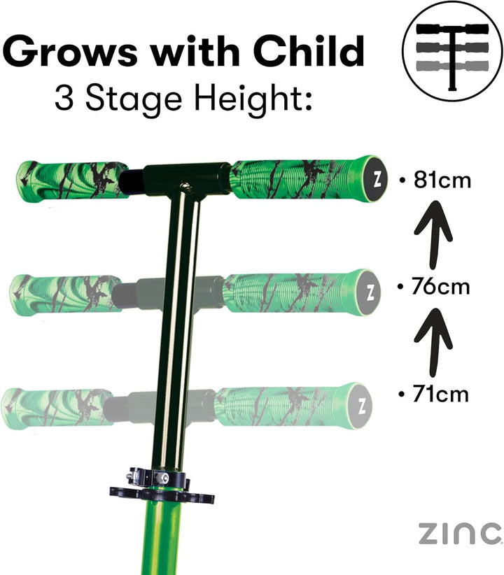 Zinc Identity Zusammenklappbarer Roller mit Zwei Rädern Adjustable Height grün, Adjustable Height gr