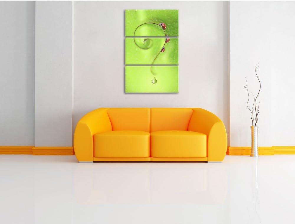 Pixxprint Marienkäfer Folgen dem Fragezeichen Kunst Buntstift Effekt 3-Teiler Leinwandbild 120x80 Bi