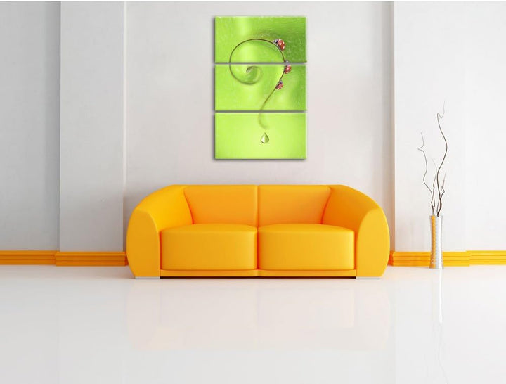 Pixxprint Marienkäfer Folgen dem Fragezeichen Kunst Buntstift Effekt 3-Teiler Leinwandbild 120x80 Bi