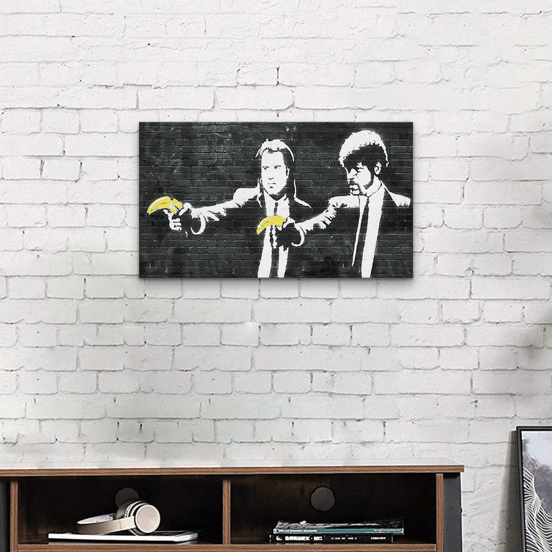 Giallobus - Gemälde - Banksy - - Standardleinwand - 100x60-19 - Jhon Travolta mit Banane - Bereit zu