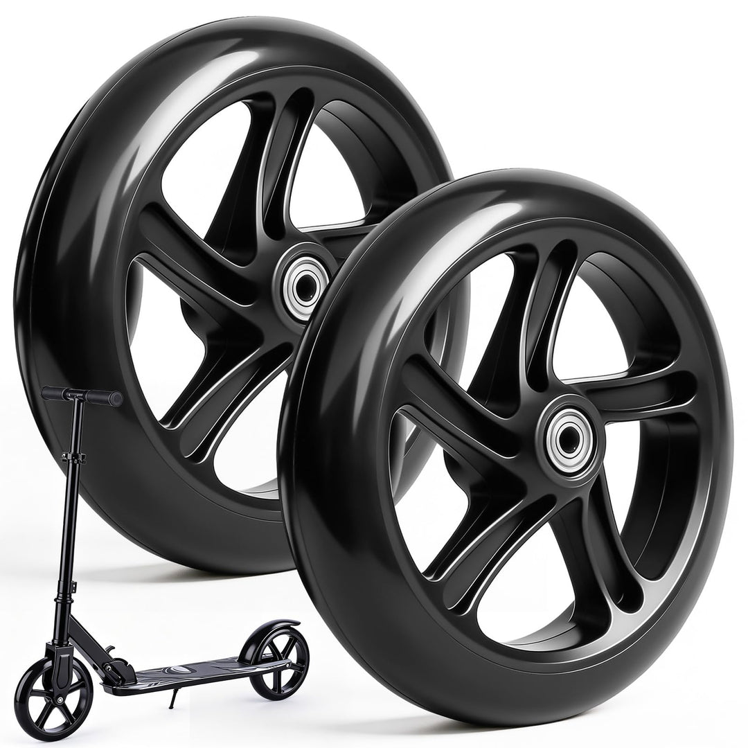 2 Stück 200mm Scooter Rollen, Scooter Ersatzräder mit ABEC-9 Lager Anti-Rutsch Roller Räder, Cityrol