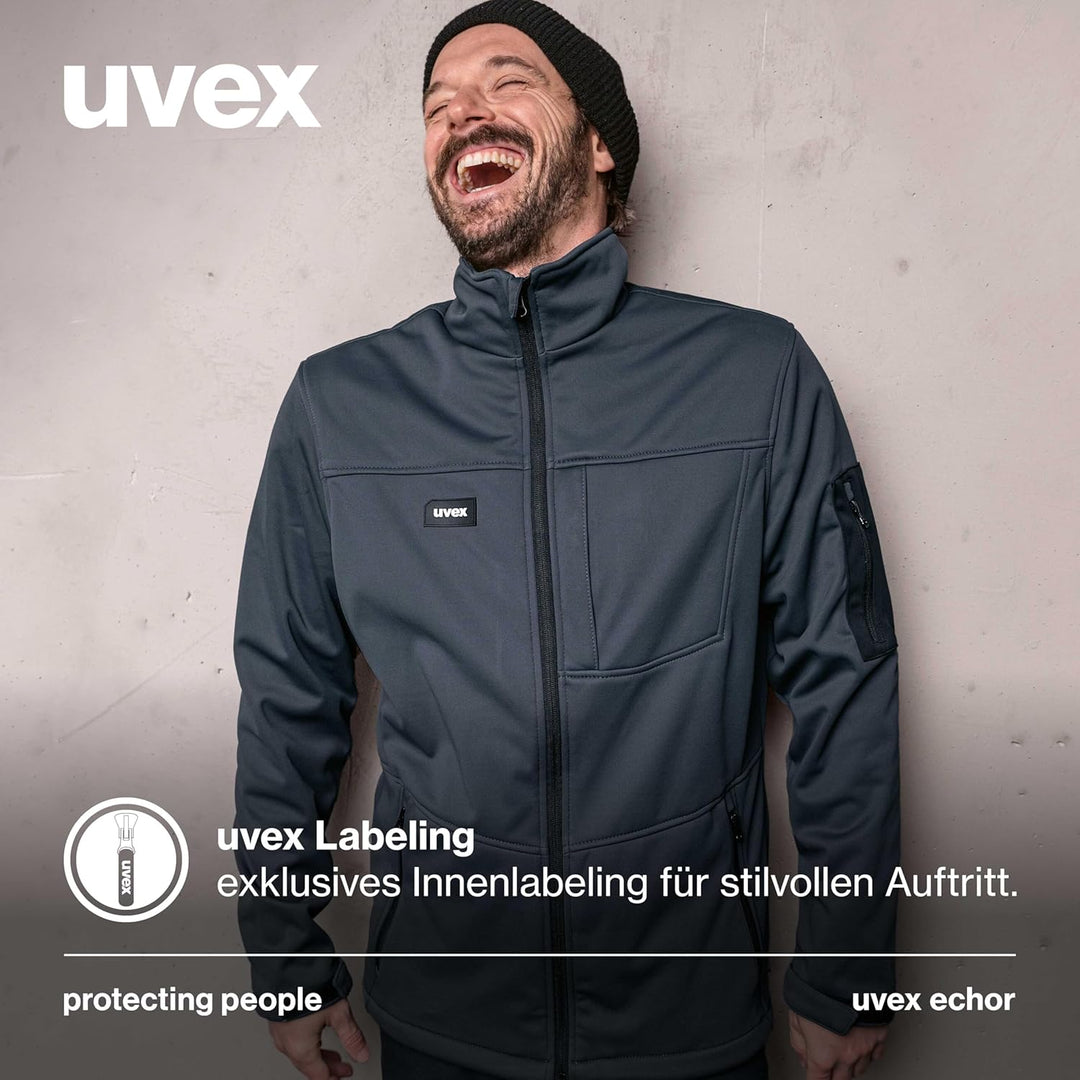 Uvex Echor Softshell-Arbeitsjacke für Herren - atmungsaktiv & wasserabweisend S Dunkelblau, S Dunkel