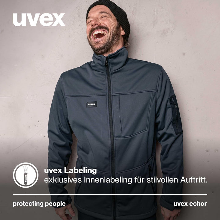 Uvex Echor Softshell-Arbeitsjacke für Herren - atmungsaktiv & wasserabweisend S Dunkelblau, S Dunkel