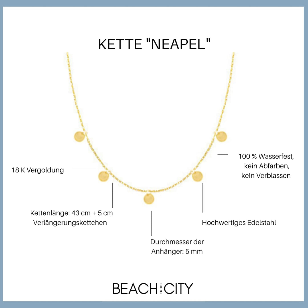 Beach to the City Kette Gold mit Anhängern, Damen aus langlebigem Edelstahl, Wasserfester Schmuck 43