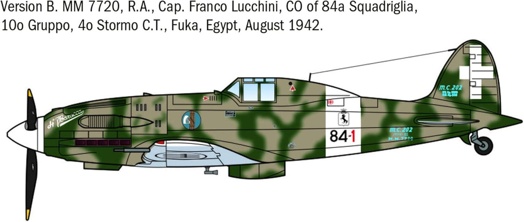 Italeri 1481 1:72 MC.202 Folgore Aces Modellbausatz Militärflugzeug