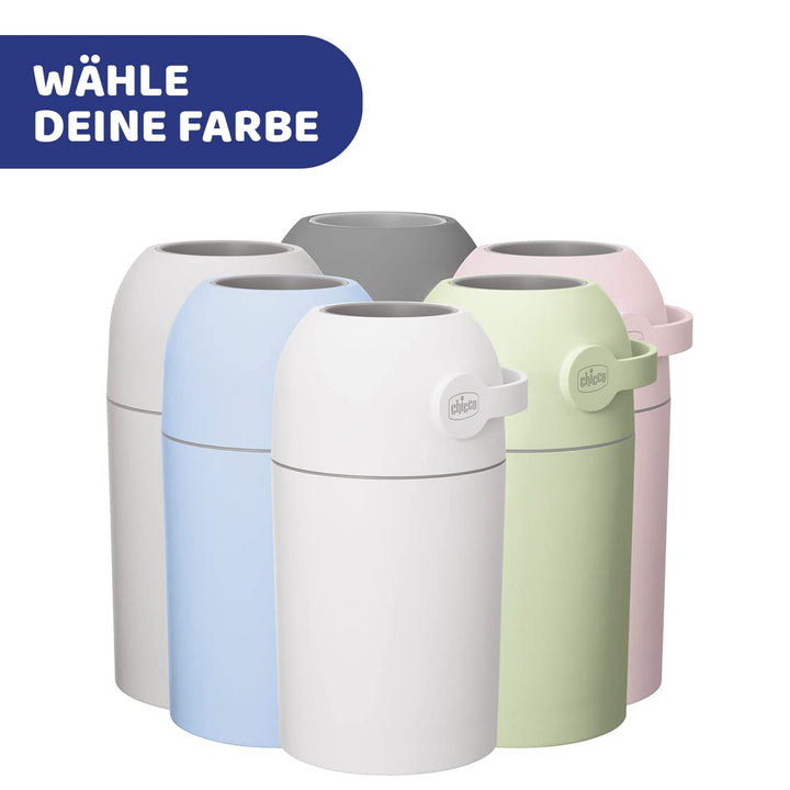 Chicco Windeleimer Odour Off, geruchsdichtes System, platzsparender Baby Windeleimer mit Deckel, ein
