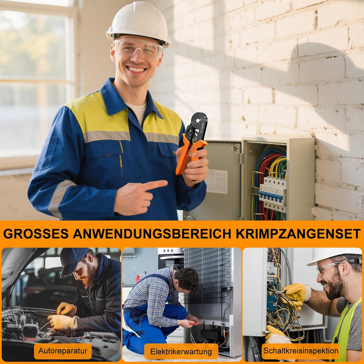 Crimpzange Aderendhülsen Set mit 1250 Aderendhülsenzange Selbsteinstellende 0,25-10mm² Krimpzange Cr