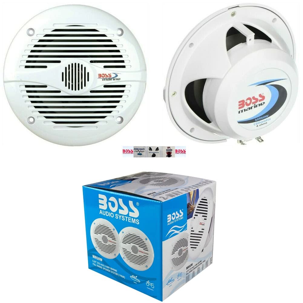 2 Marine-Lautsprecher kompatibel mit BOSS Audio MR50W 2-Wege 15,5 cm 75 watt rms 150 watt max wasser