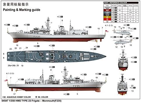 Trumpeter 04547-1/350 HMS Type 23 Frigate-Monmouth (F235) Modellbausatz, Mittel