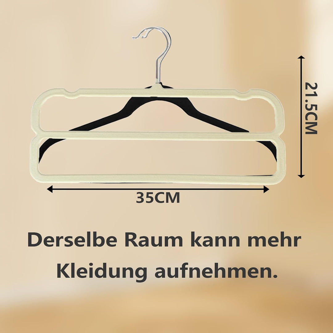 WJWSKI Hosenbügel,10 Stück rutschfeste Samt Kleiderbügel Hosen, Platzsparender Hosenrockbügel mit 36