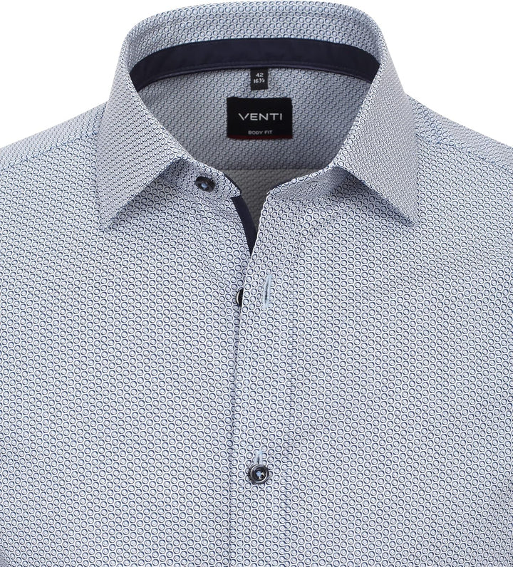 Venti Businesshemd Print Body Fit Standard 36 Mittelblau, Standard 36 Mittelblau