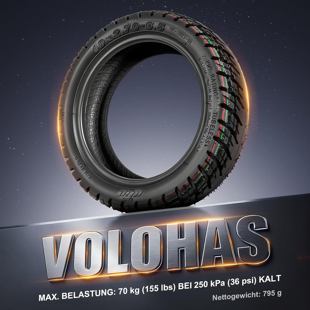 10x2,7-6,5/10x2,75-6,5 Off-Road Tubeless Ersatzreifen für KuKirin G3/Kukirin G2 Master(2025)/Smartgy