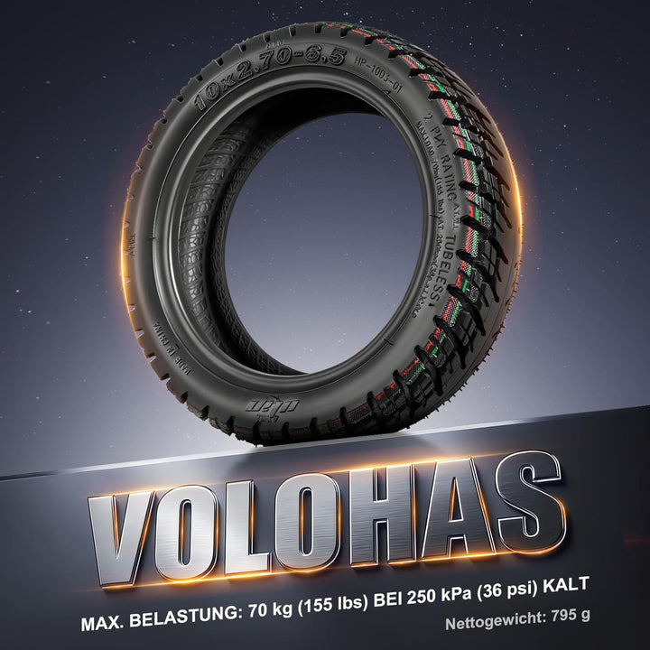 10x2,7-6,5/10x2,75-6,5 Off-Road Tubeless Ersatzreifen für KuKirin G3/Kukirin G2 Master(2025)/Smartgy