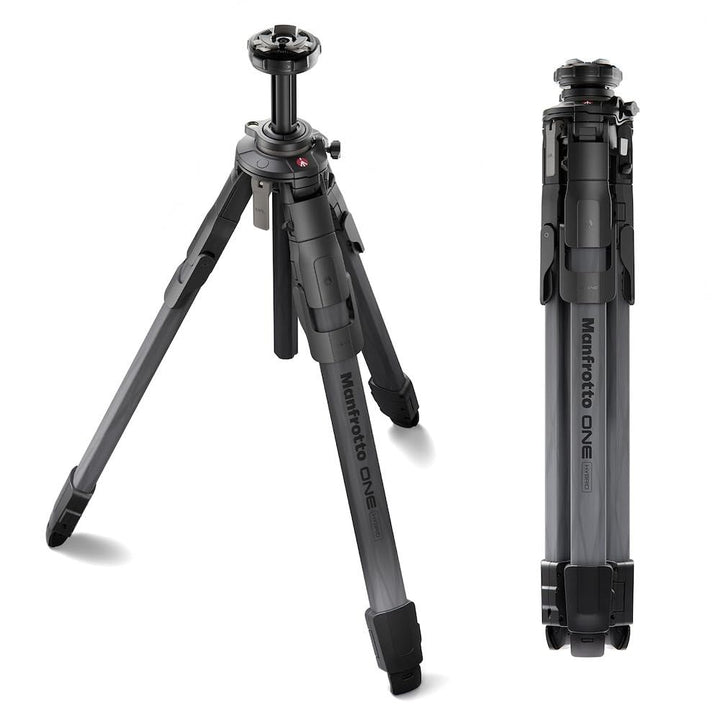 Manfrotto ONE Hybrid Carbon Stativ, Foto & Video Stativ, 15kg Traglast, Nivelliersäule, 90° Horizont