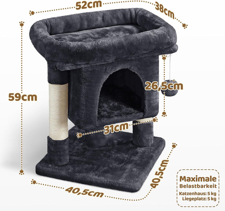 Yaheetech Kratzbaum 60 cm Kleiner Katzenkratzbaum, mit Katzenhöhle Plüsch Sisal, Katzenbaum Katzenmö