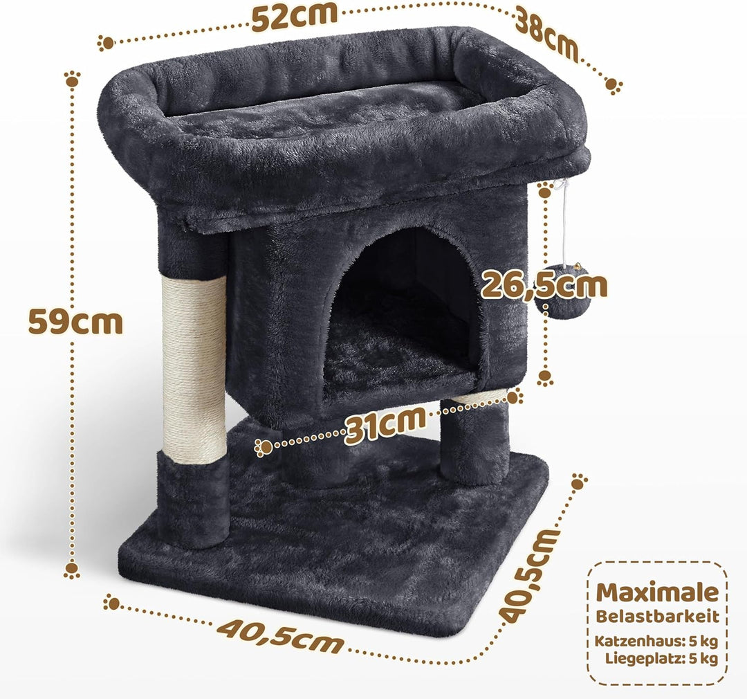 Yaheetech Kratzbaum 60 cm Kleiner Katzenkratzbaum, mit Katzenhöhle Plüsch Sisal, Katzenbaum Katzenmö