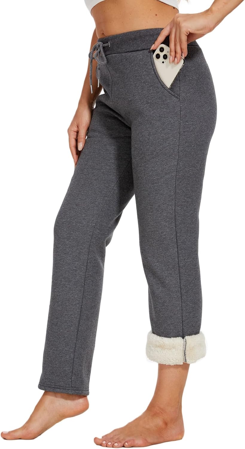 Yutdeng Freizeithose Warme Jogginghose Damen Gefütterte Fleece Winter Sporthose Lang Fleecehose Casu