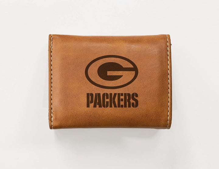 Rico Industries NFL Laser Engraved Tri-Fold Wallet, Brown Green Bay Packers, Green Bay Packers
