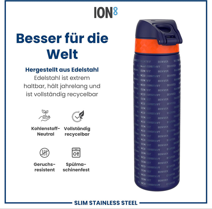 ion8 NFL Edelstahl-Trinkflasche, Auslaufsicher, Einhandöffnung, Sichere Verriegelung, Spülmaschinenf
