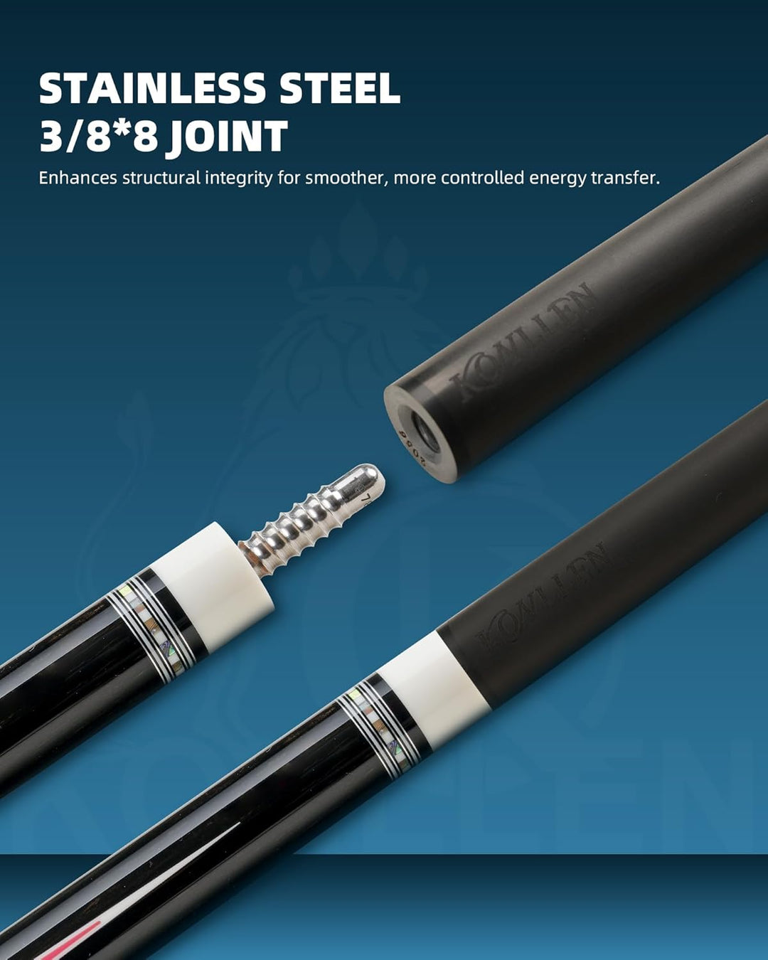 KONLLEN Billardqueue-Stick aus Karbonfaser, niedrige Ablenkung, handgefertigt, Inlay, ultraglatt, pr