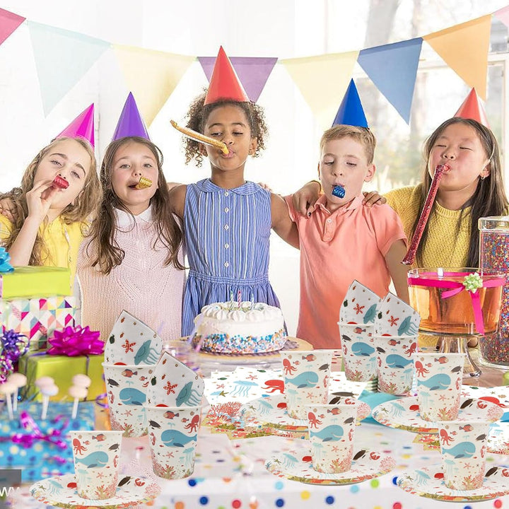 Doyomtoy Ocean Sea Partygeschirr,60 Stück Ozean Geburtstag Dekoration Dessertteller Tassen Serviette