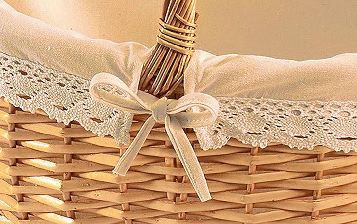 Kobolo Einkaufskorb geflochten Weidenkorb Geschenkkorb Präsentkorb mit Textil Braun