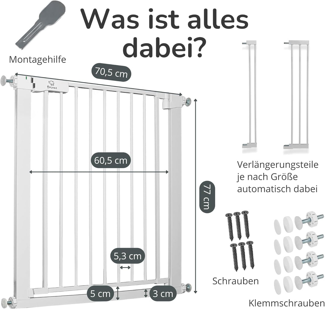 Luca Treppengitter ohne Bohren | Türgitter &amp; Treppenschutzgitter zum Klemmen | verlängerbar 75-194 c