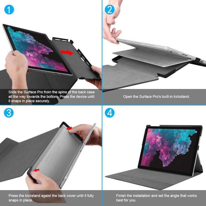 Fintie Hülle für Microsoft Surface Pro 7/7 Plus / 6/5, Business Schutzhülle mit Harter Schale, anpas